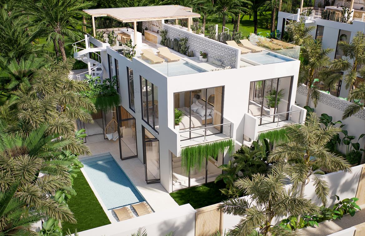 Exclusive 4-bedroom villa with rooftop retreats in Bumbak. Villas in Bali for Sale: Вилла в Керобокан, Балиан за 326 тыс. USD. Leasehold. Главное фото